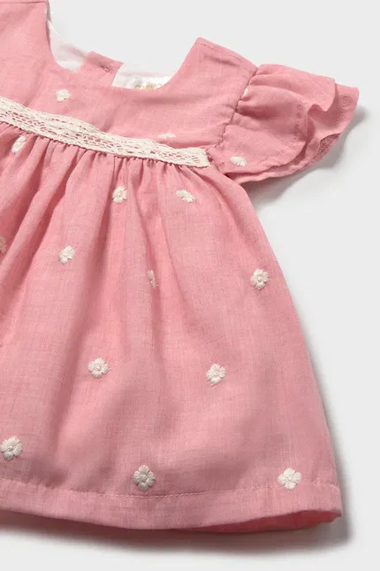 Платье расклешенное из полиэстера и хлопка Mayoral Newborn, розовый — фото 3