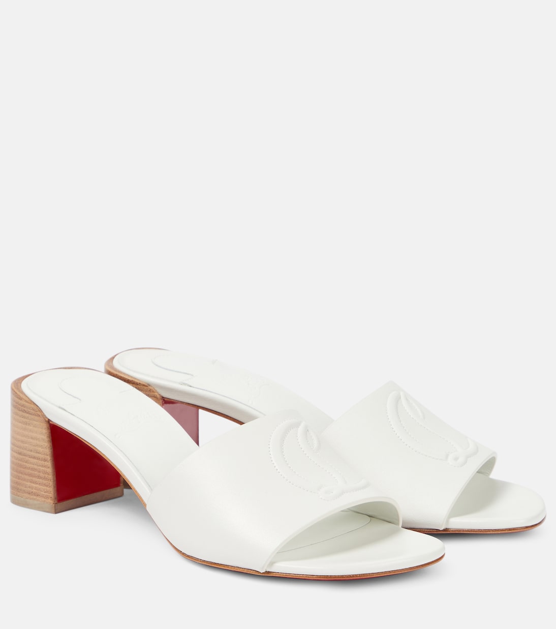 Кожаные мюли So CL Christian Louboutin, Bianco/Lin Bianco