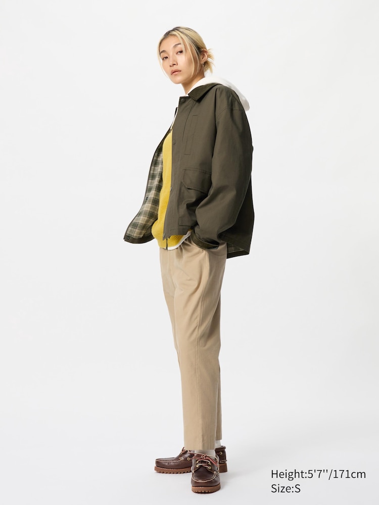

Свободные брюки длиной до щиколотки из хлопка Uniqlo, цвет 31 бежевый
