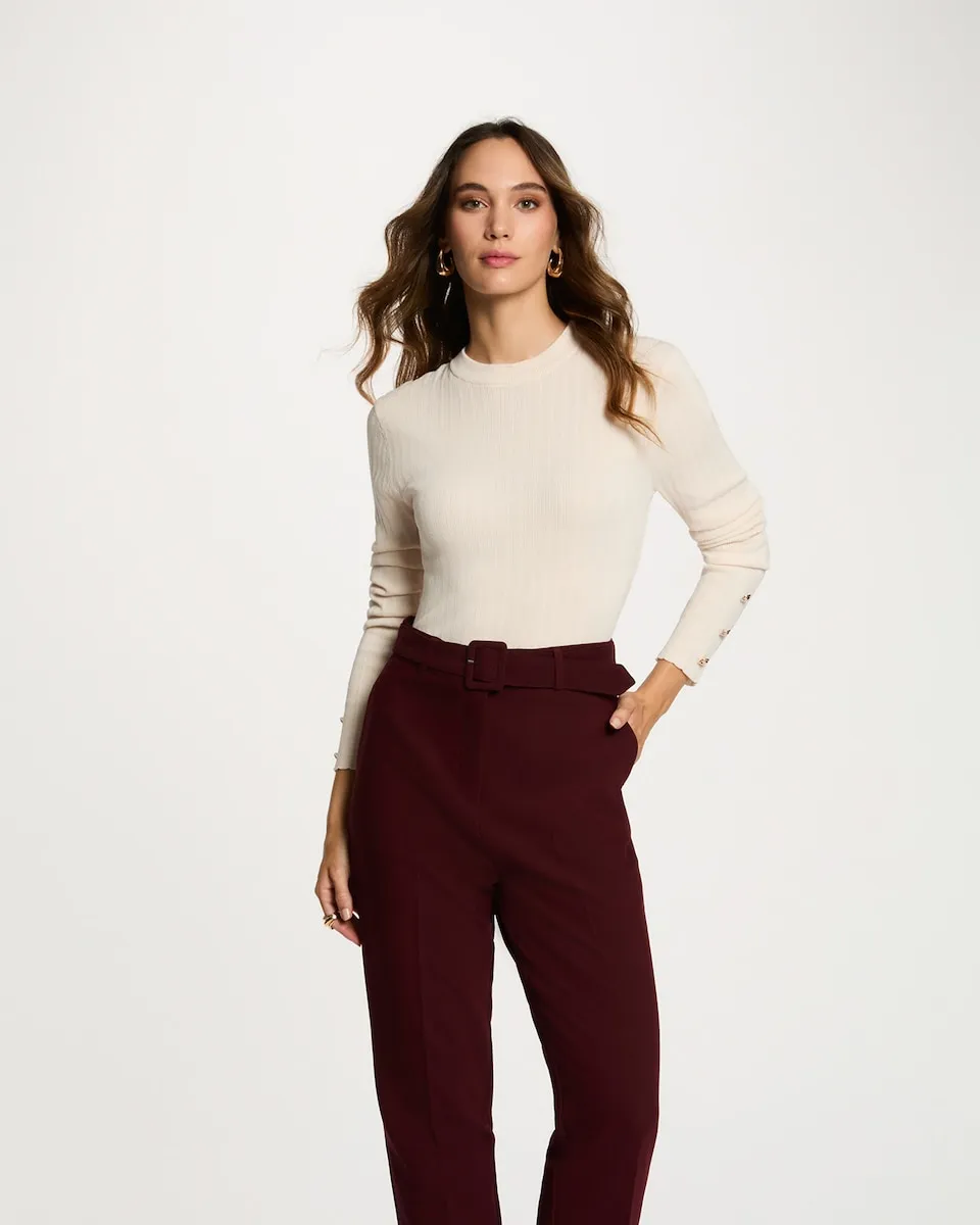 

Женский облегающий джемпер с воротником-стойкой Morgan, бежевый