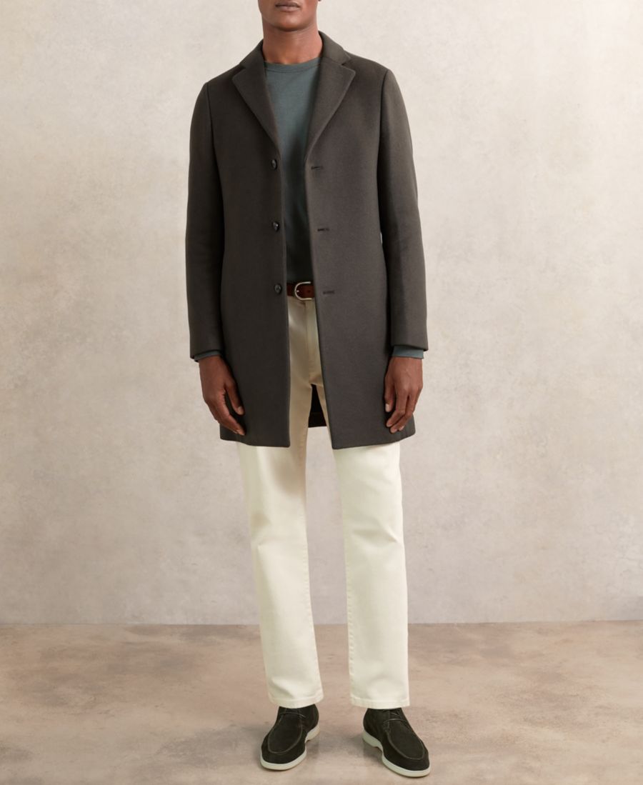 

Мужское однобортное пальто из шерстяной смеси REISS, Dark Khaki Green