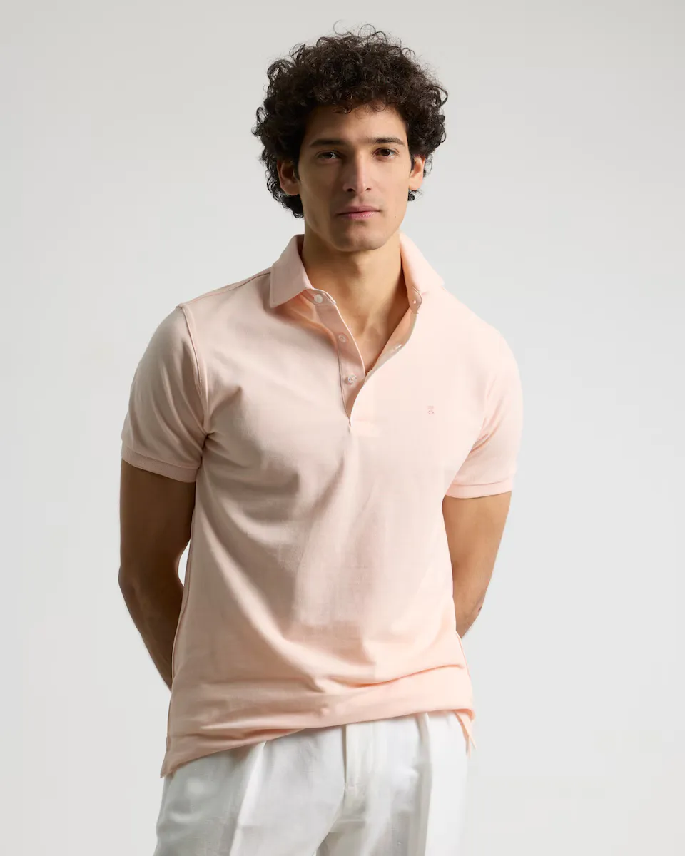 

Мужская поло из пике с итальянским воротником, slim fit PuroEgo, цвет Maquillaje