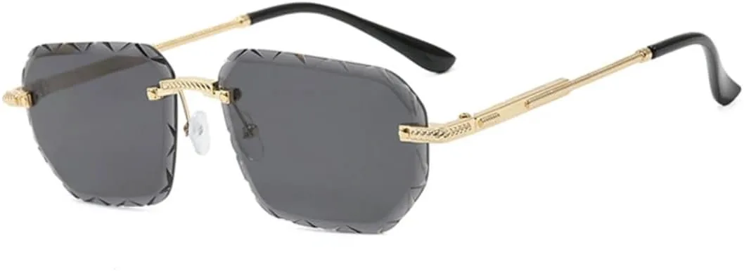 

Солнцезащитные очки с защитой UV400 | Без оправы, цветные линзы | Для женщин и мужчин, для занятий спортом на открытом воздухе и вождения DSVIGF, Gold Grey