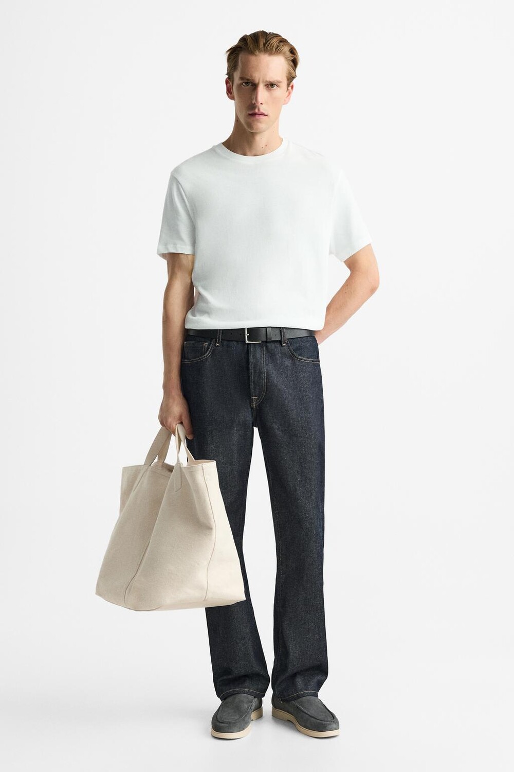 

Кожаные лоферы для повседневного облегающего стиля ZARA, темно-синий