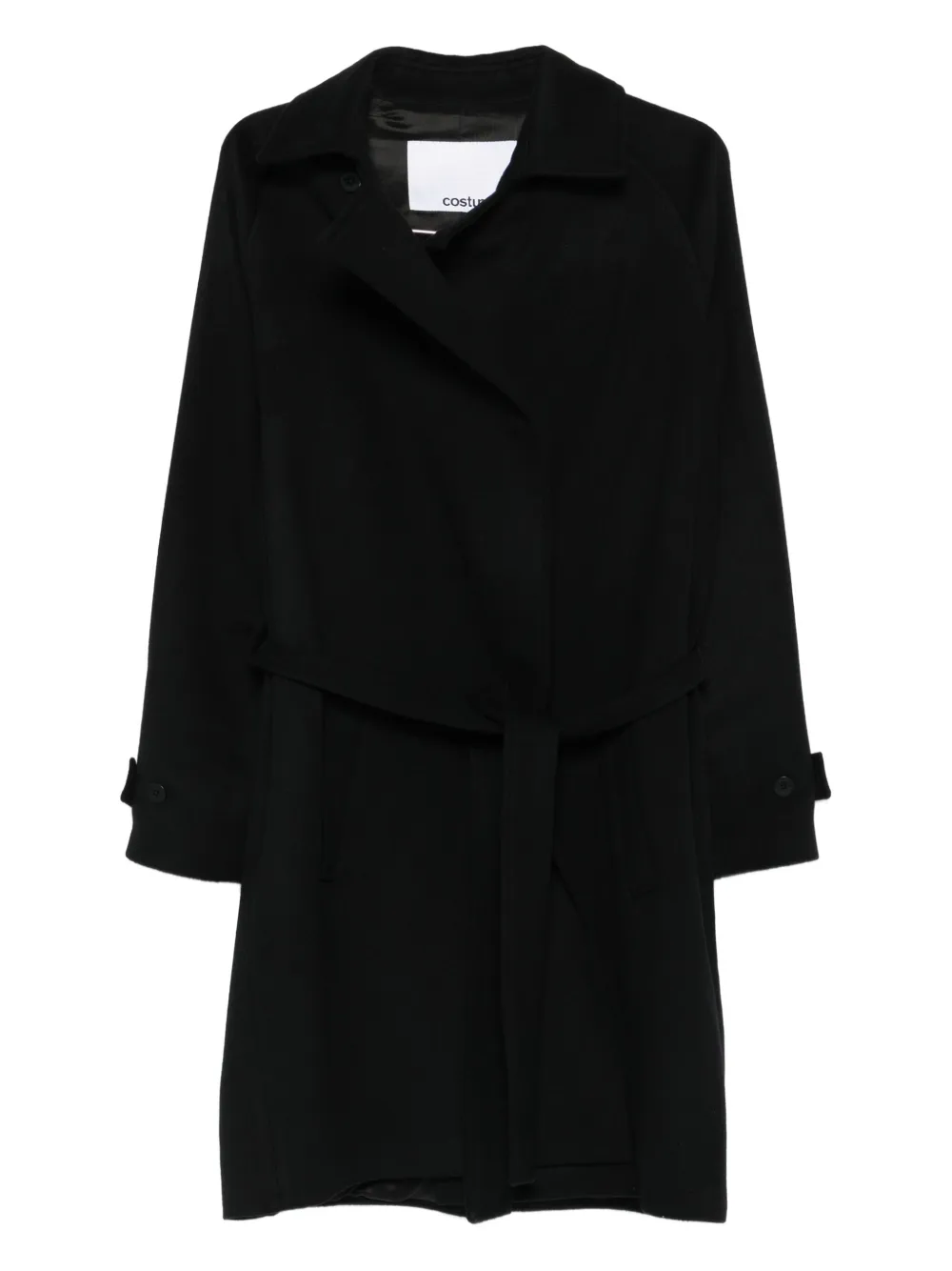 

Двубортное пальто с поясом Costumein, черный