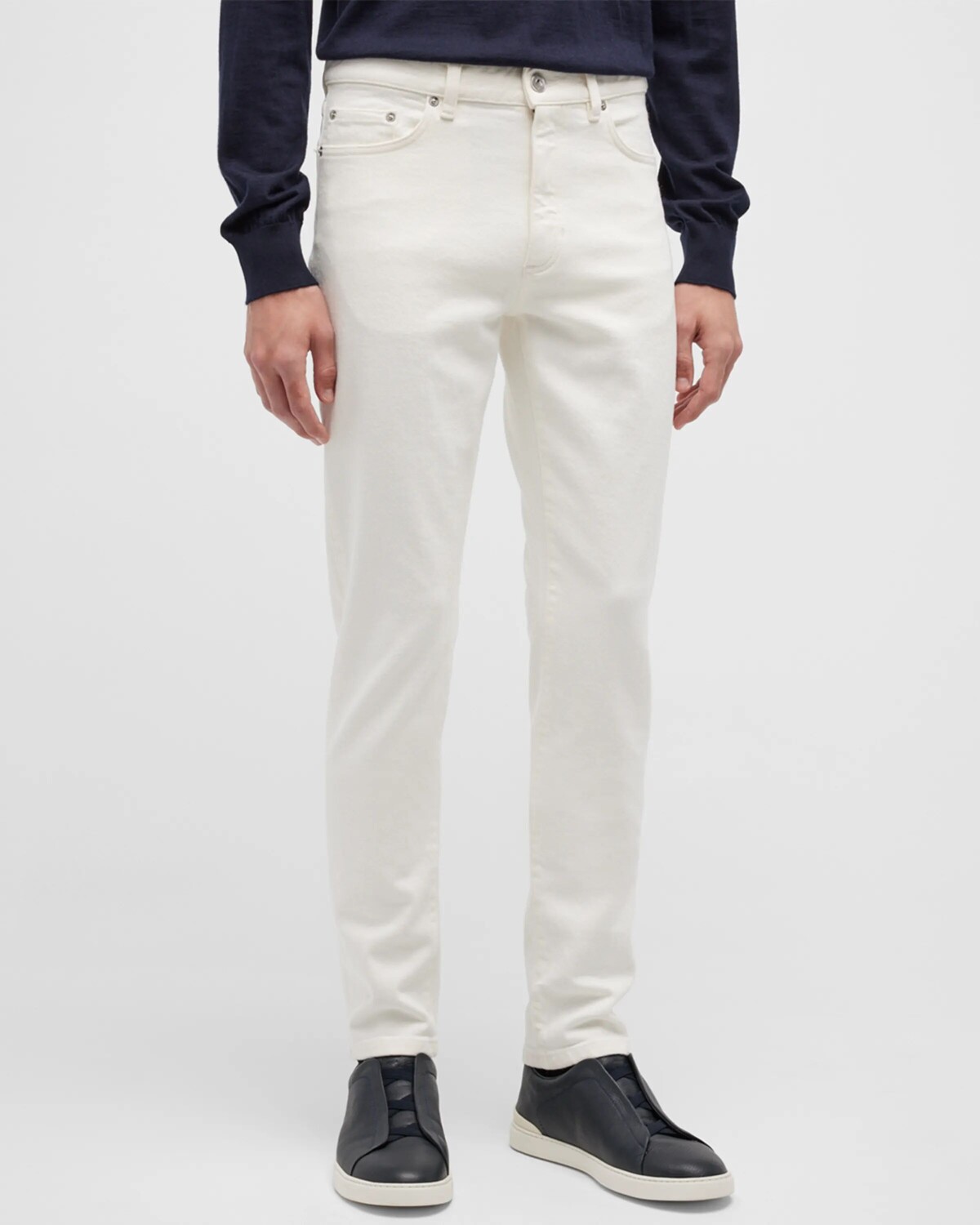 

Мужские однотонные джинсовые джинсы с 5 карманами ZEGNA, цвет White Solid