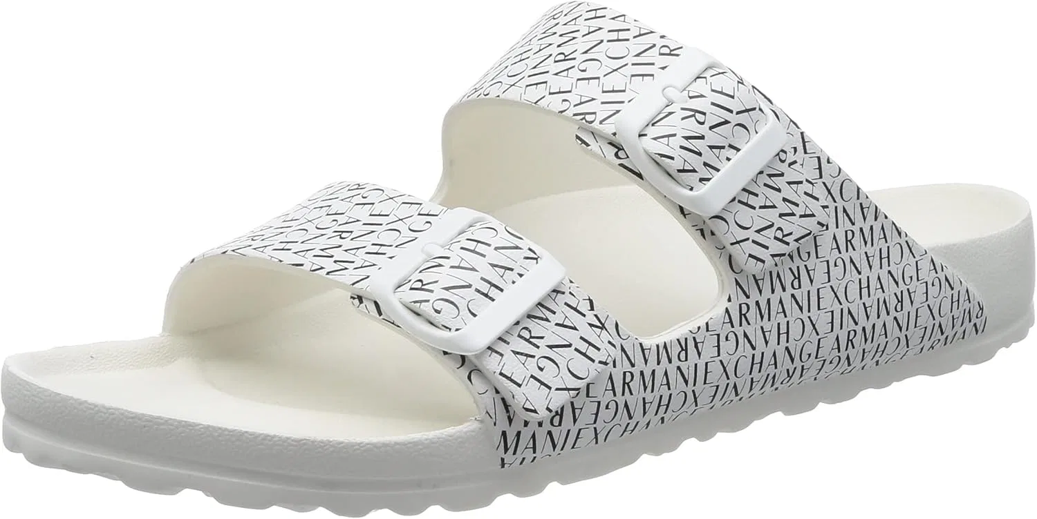 Сандалии Armani Exchange Herren с логотипом по всей поверхности, Optic White Black