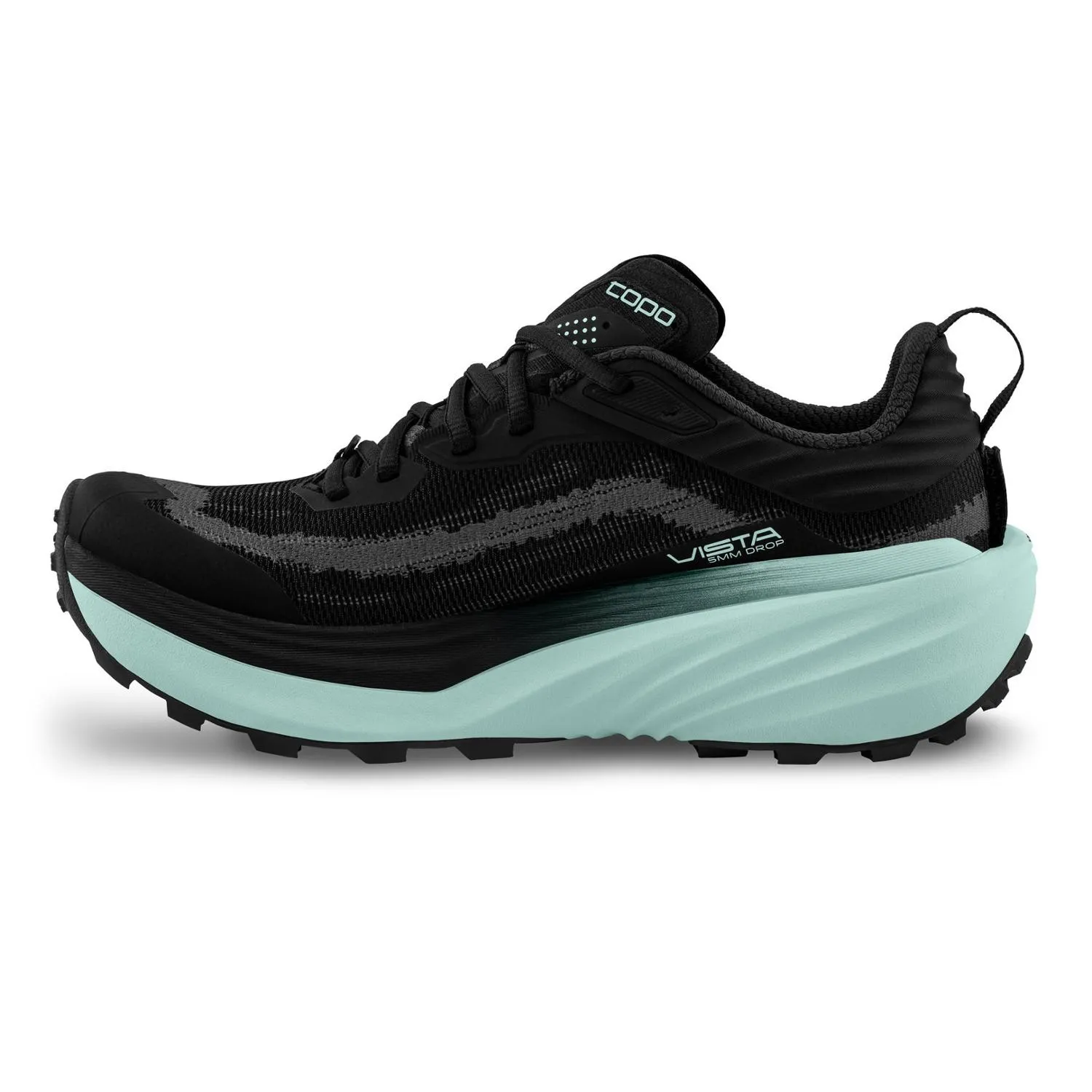 Женские трейловые беговые кроссовки Vista Topo Athletic, Black/Mint — фото 2