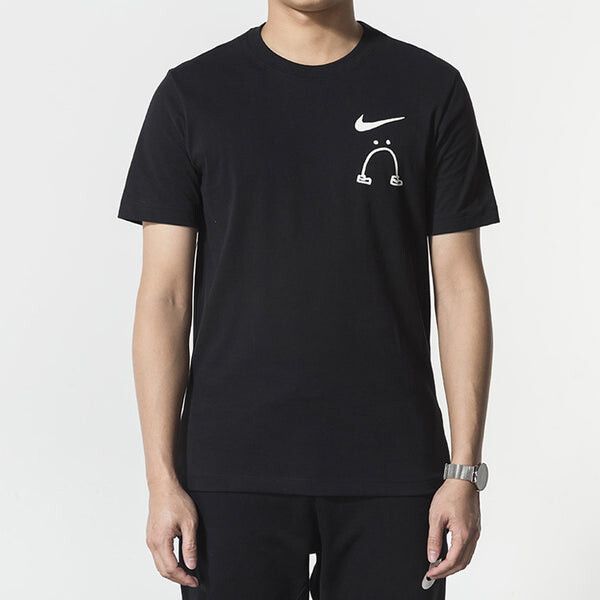 Футболка men's smiling face casual short sleeve black t-shirt Nike, черный — фото 3