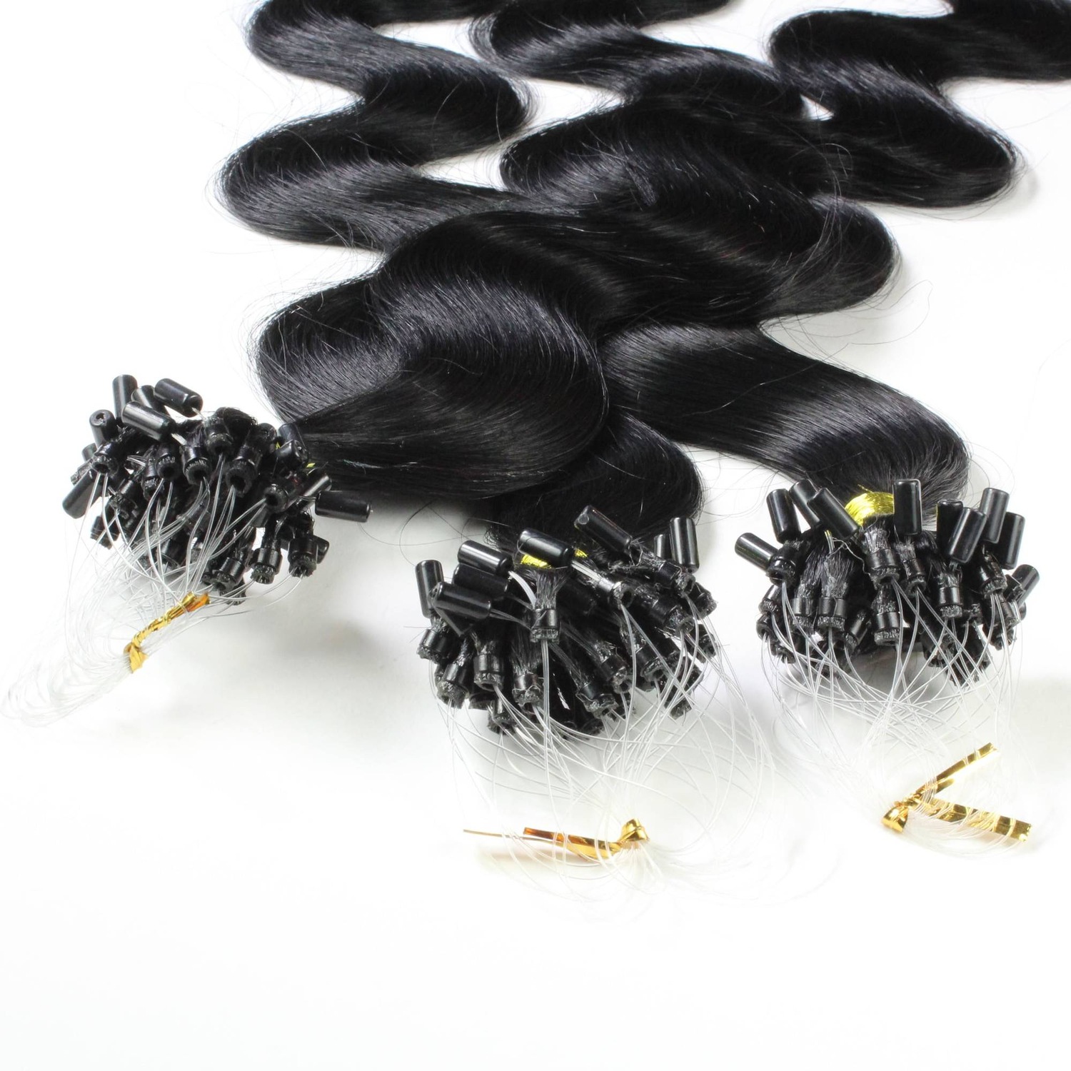 

Накладные волосы microring extensions echthaar #2/0 schwarz 0.5g Hair2Heart, 50cm, количество 25 шт.