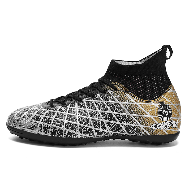 

Kuding Унисекс футбольные бутсы мидтоп Aqua/White Gold/Black Gold - Black Gold Turf, цвет Black Gold Turf