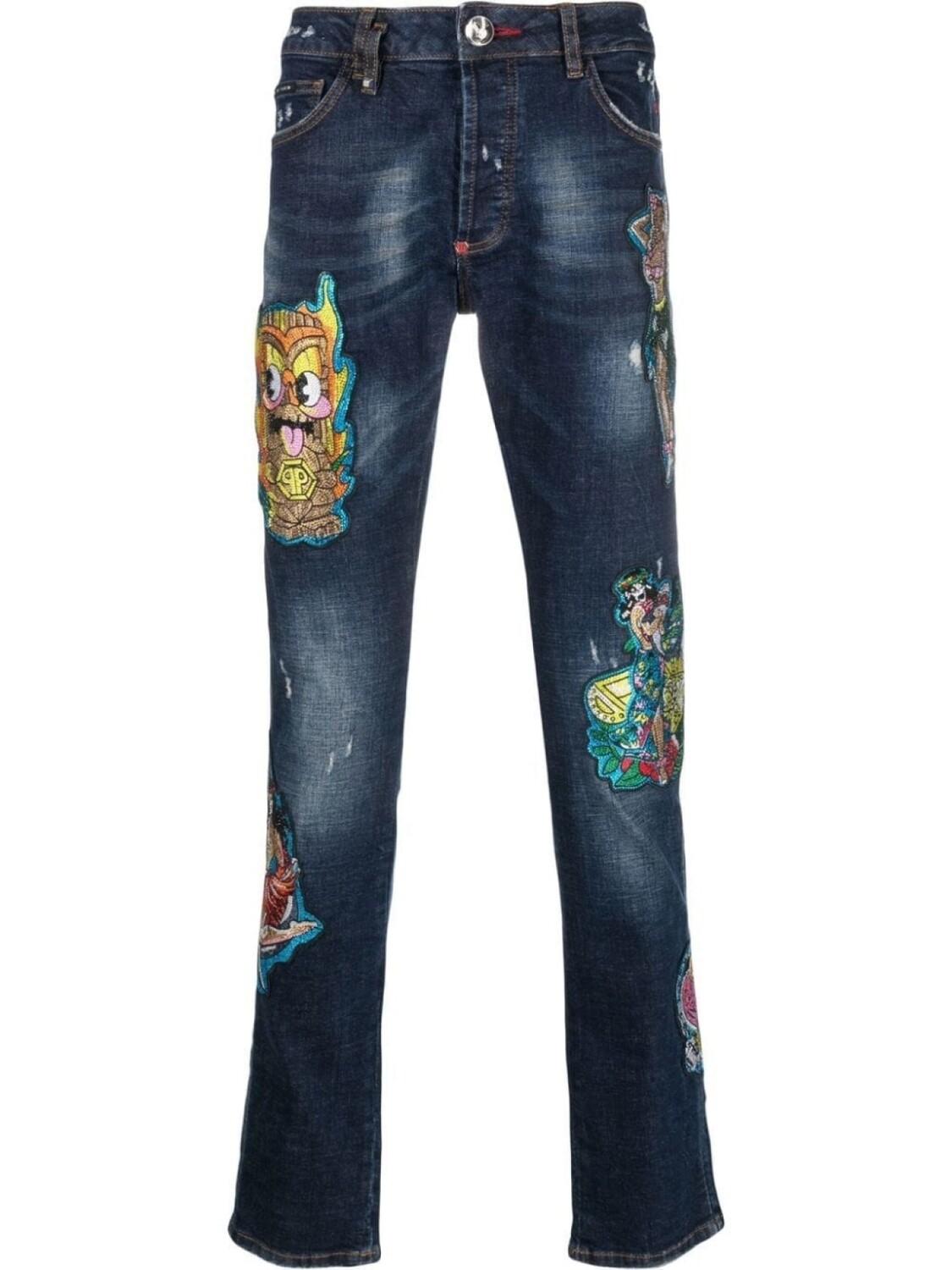 

Philipp Plein прямые джинсы с нашивкой, синий