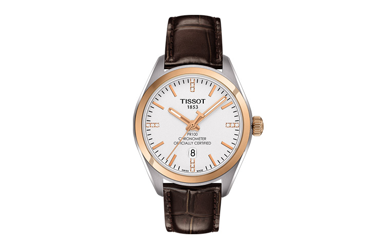 

TISSOT Часы PR100 Collection Quartz Movement Women's Watch Watch 33mm White Dial Stainless Steel Case Leather Strap