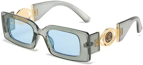 

Солнцезащитные очки в прямоугольной оправе для женщин, ретро-солнцезащитные очки с градиентным переходом для мужчин, модные солнцезащитные очки MTZJH, Gray Blue