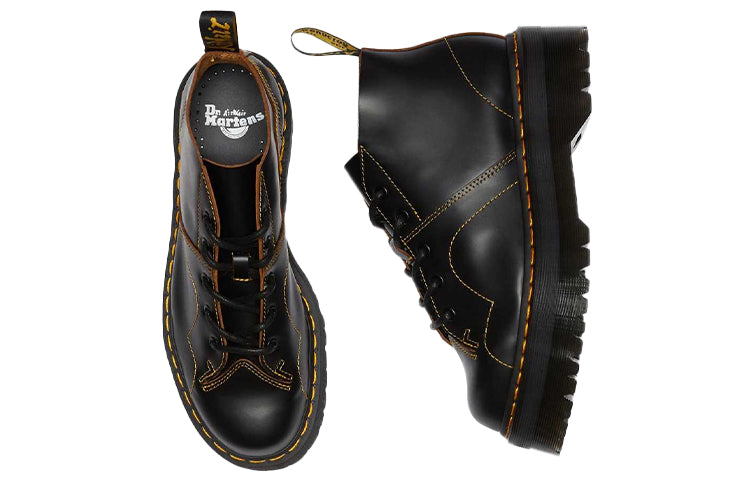Мужские ботинки Dr. Martens Church с контрастной строчкой на платформе, черный — фото 3