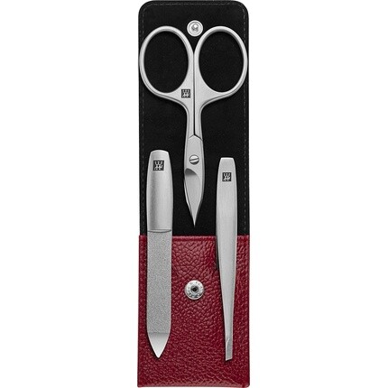 

ZWILLING TWINOX Набор для ухода за маникюром и педикюром, 3 предмета, кожаный дорожный футляр премиум-класса, азиатский компетентный красный цвет с ножницами