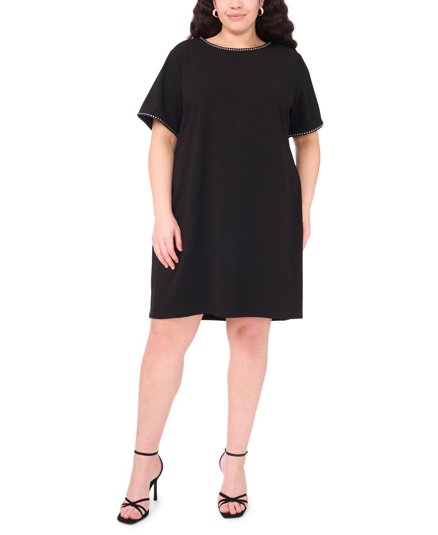 

Платье-футляр из крепа с коротким рукавом, большого размера MSK, Black