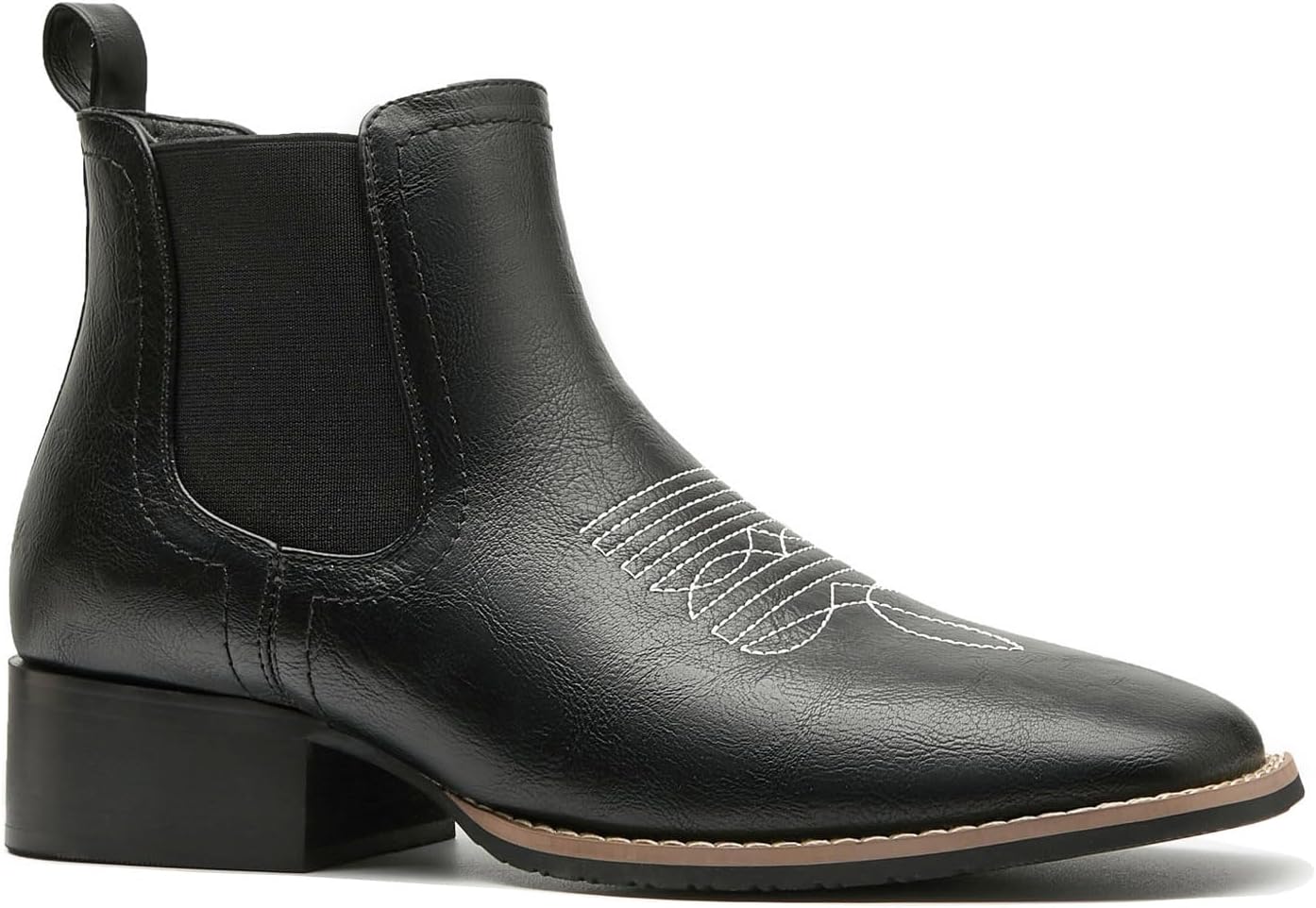 

Мужские ковбойские ботинки Uootopo Western с квадратным носком, удобные, с ретро-стилем, белый/черный