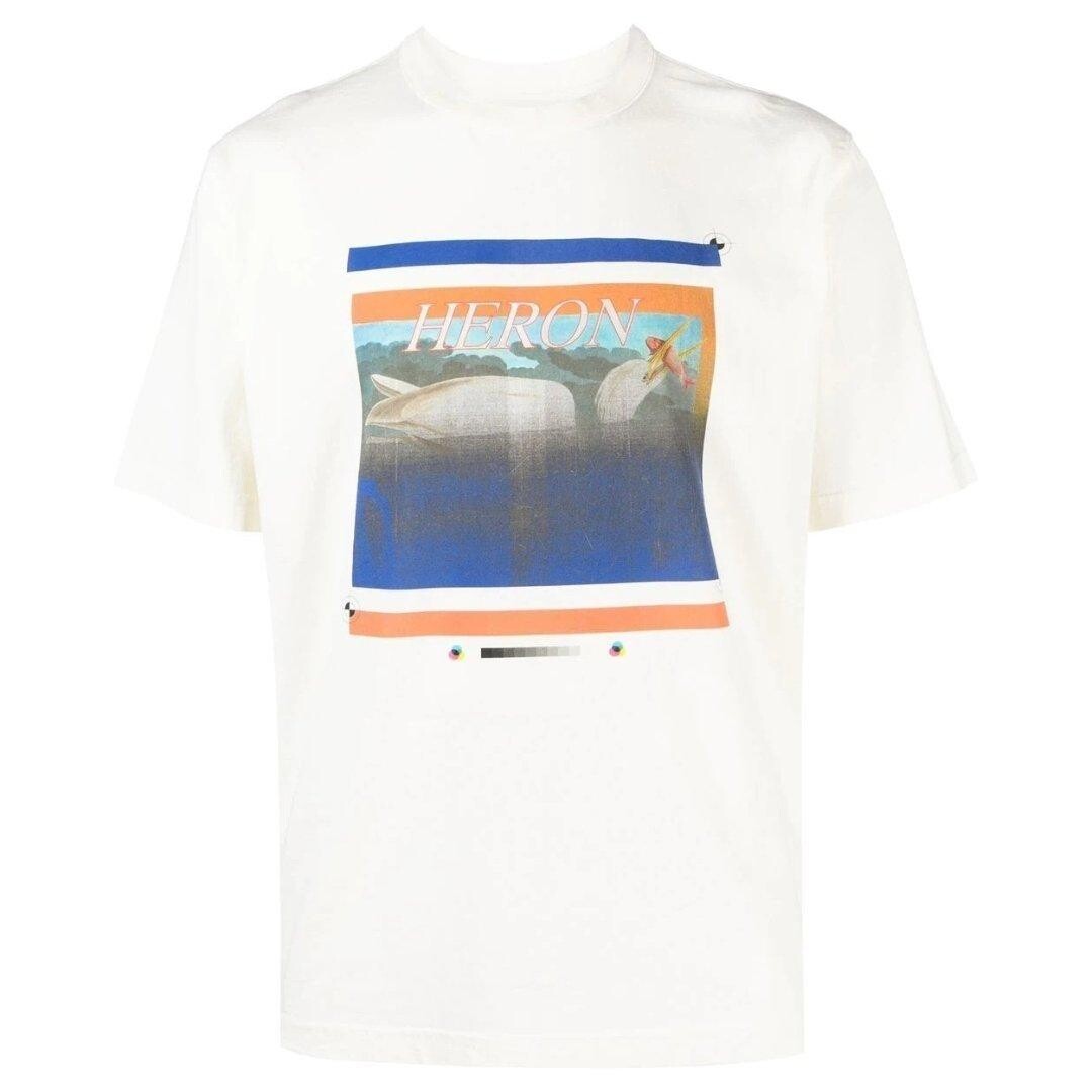 

Белая футболка с опечаткой Heron Preston, белый