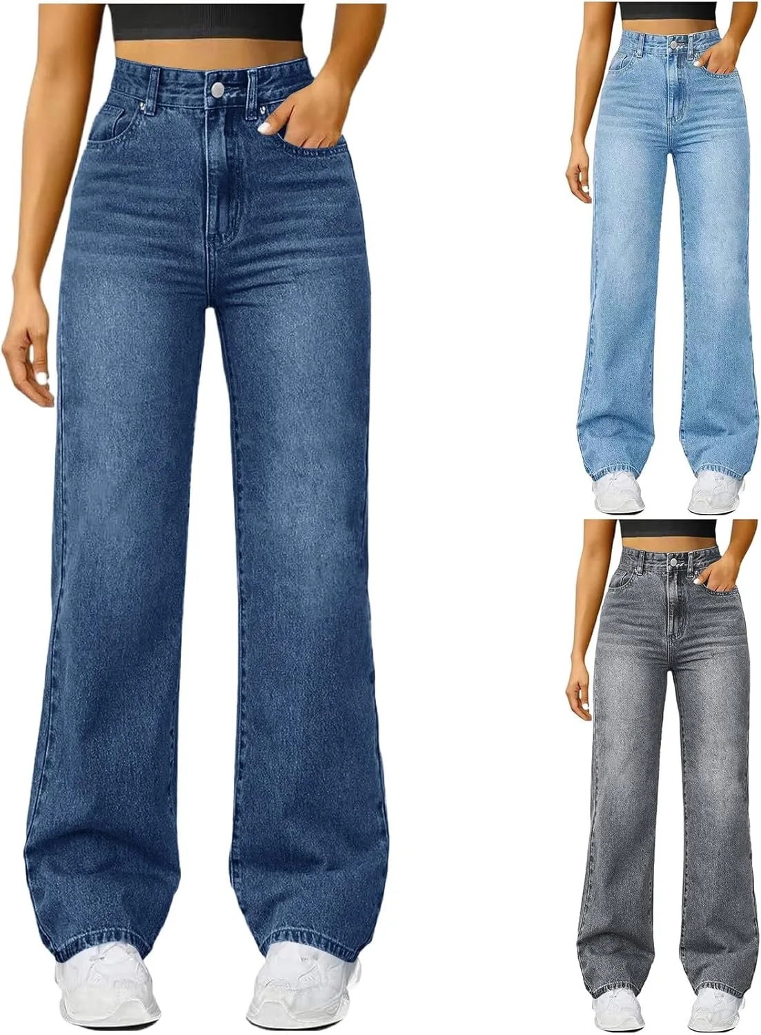 

Женские джинсы Wide Leg High Waisted Strechy Boyfriend Ssuyeuri