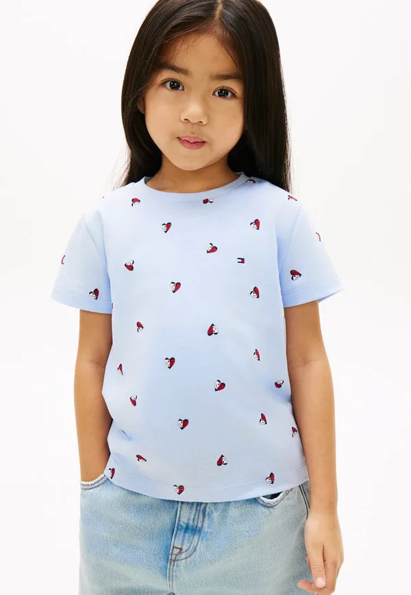 Футболка с принтом в виде смайлика, сердца и флага. Tommy Hilfiger, Sweet Blue