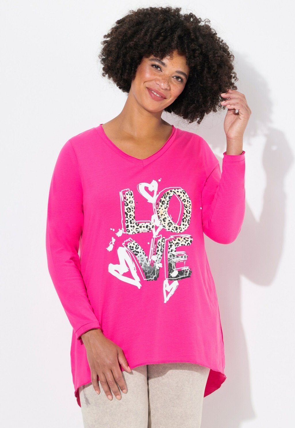 

Топ с длинными рукавами WITH LOVE PATTERN Angel of Style, цвет Berry
