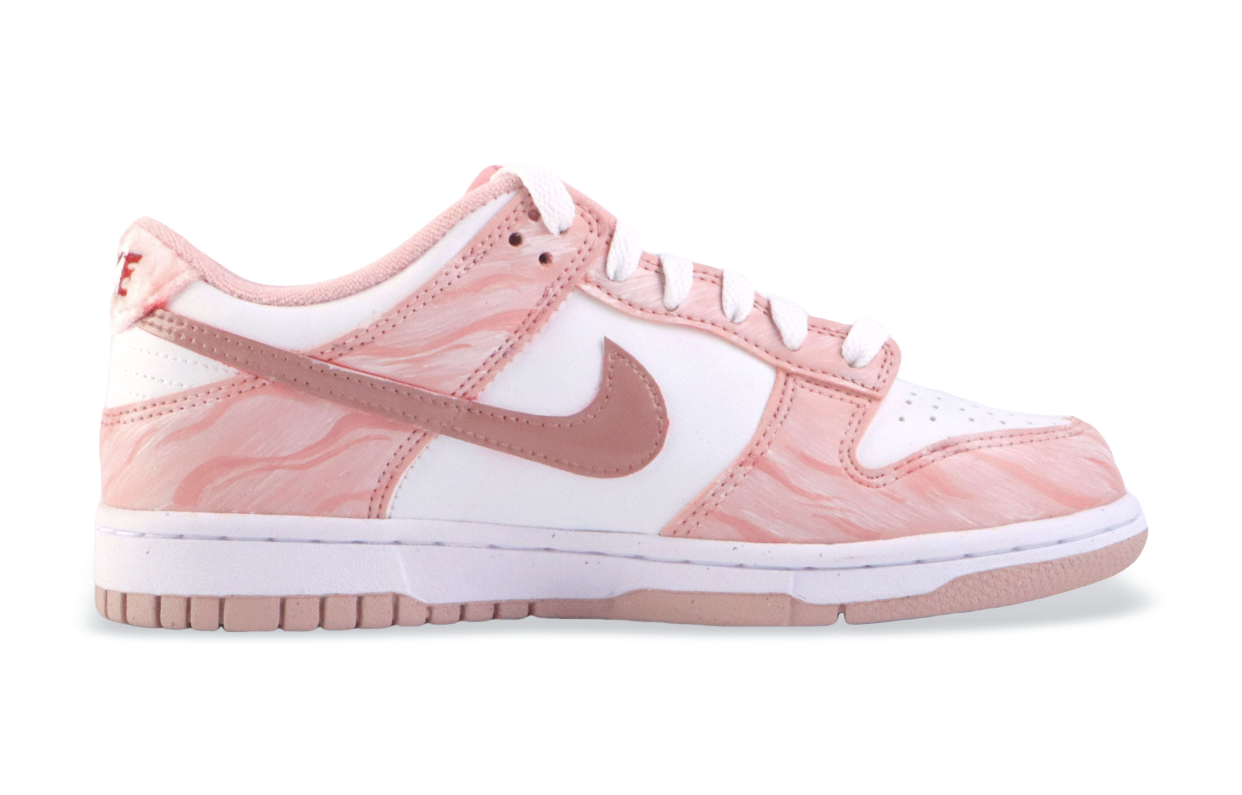 Nike Детские кроссовки для скейтбординга Dunk Pink Velvet с антискользящим покрытием, износостойкие, розовые, белые, подростковые — фото 3