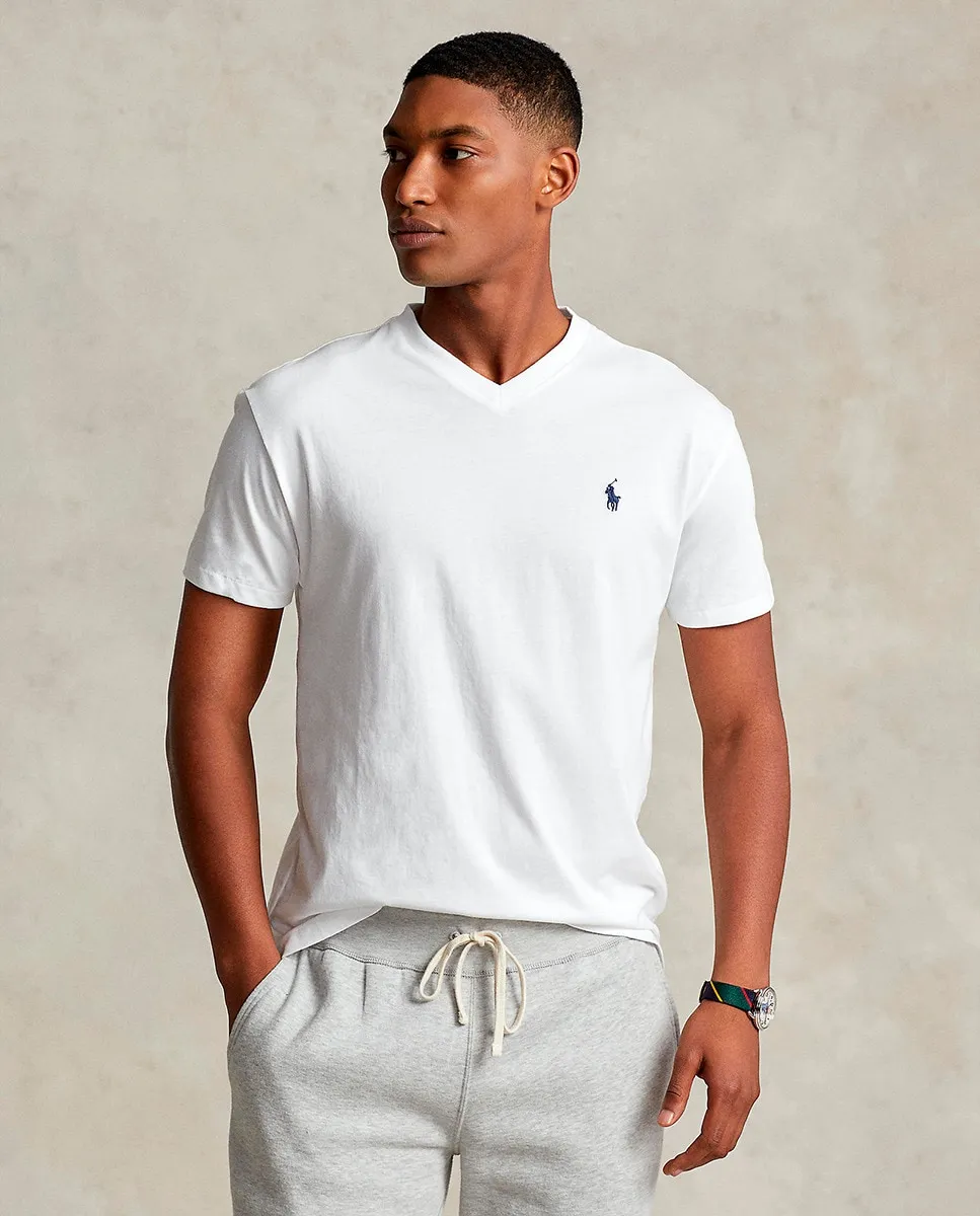 

Мужская хлопковая футболка с вышитым логотипом Polo Ralph Lauren, белый