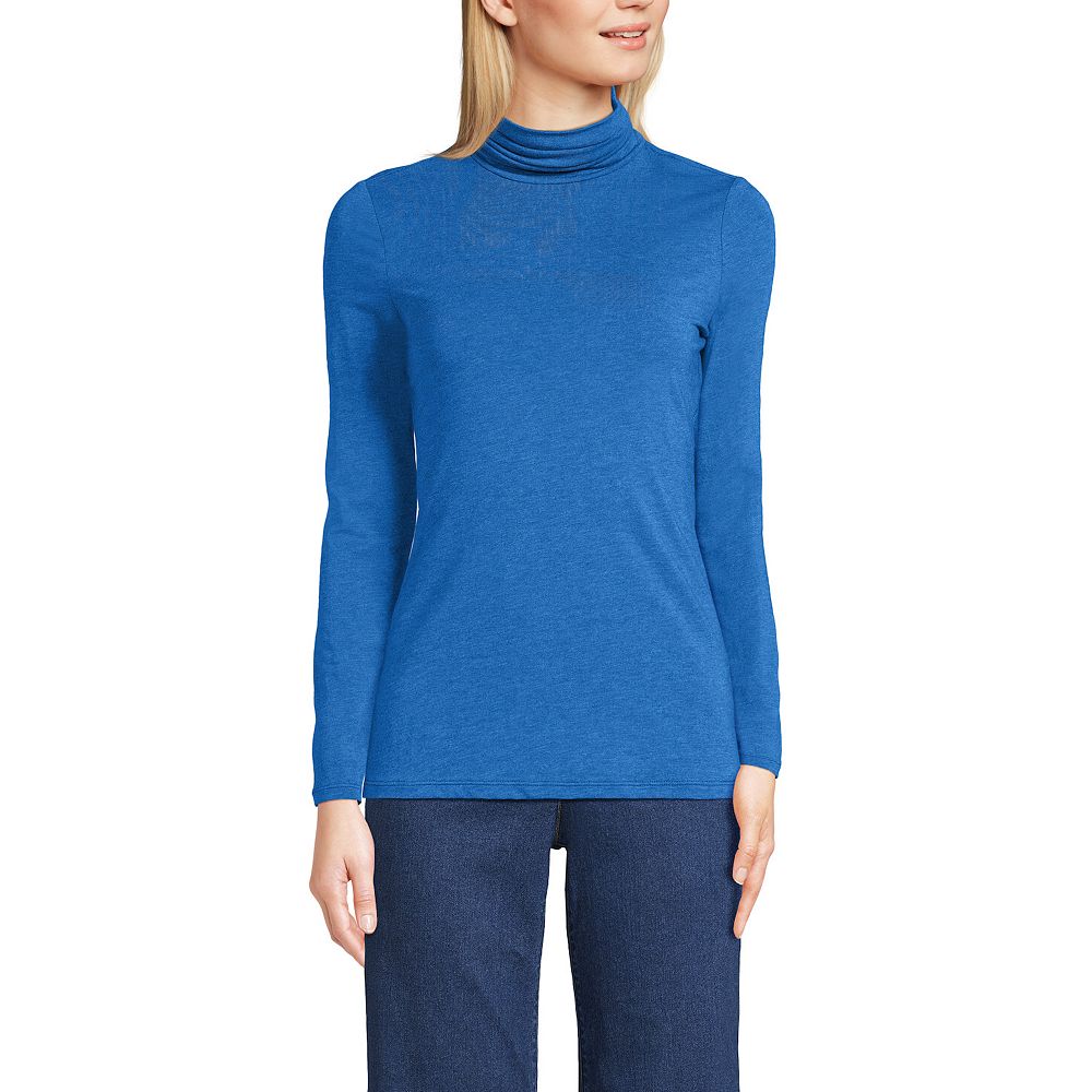 

Женская легкая водолазка приталенного кроя Lands End Lands' End, цвет Cobalt Blue Heather