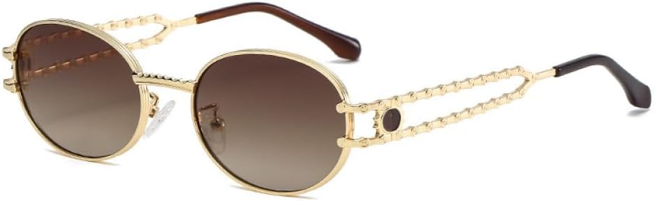 

Солнцезащитные очки MUTYNE в стиле стимпанк для мужчин и женщин, винтажные металлические овальные солнцезащитные очки, модные очки с защитой от УФ-излучения UV400, Brown