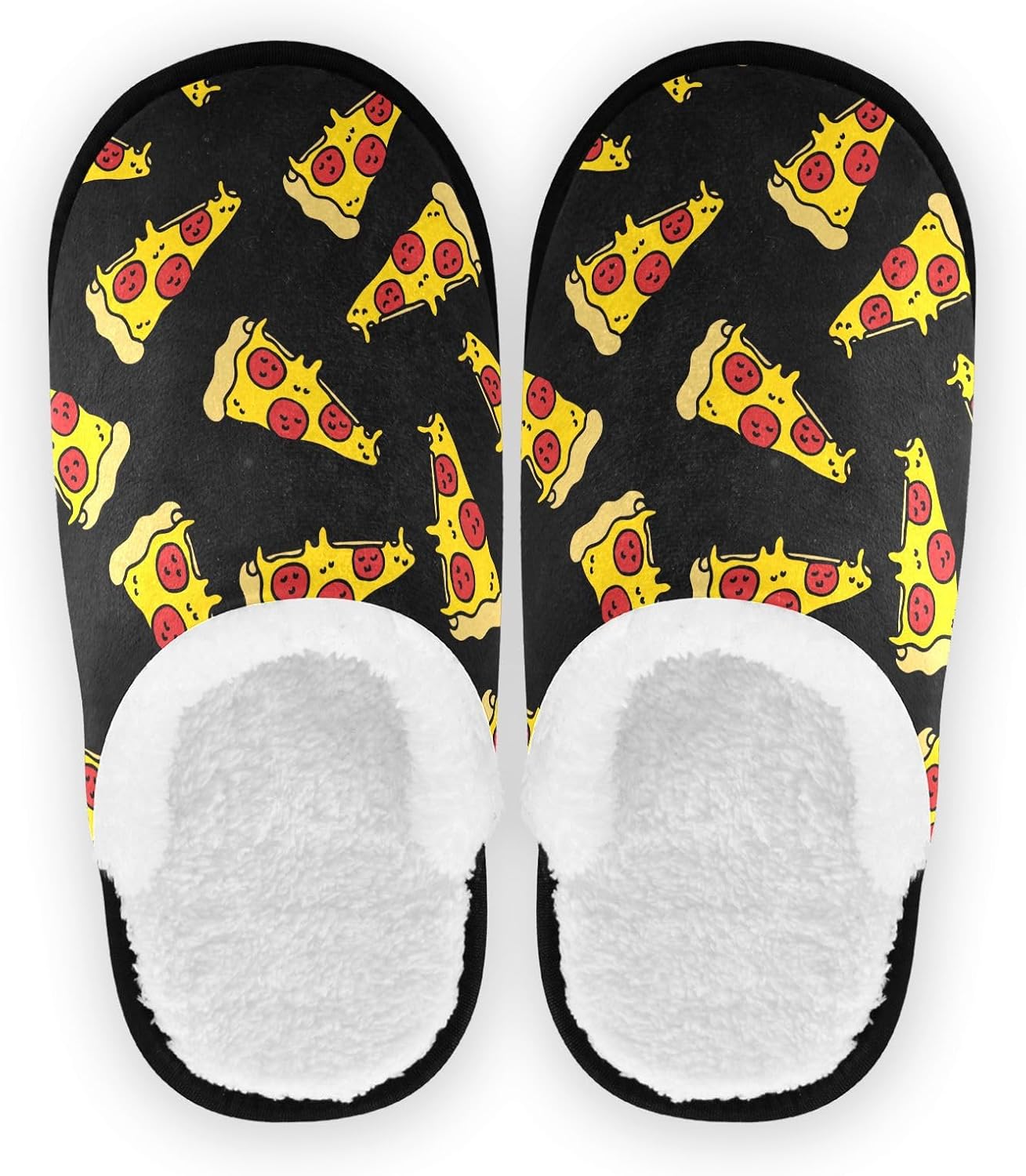

Домашние тапочки JHKKU из мягкого ворса, теплые, нескользящие, для женщин и мужчин, уютные, для дома и путешествий, Pizza Print