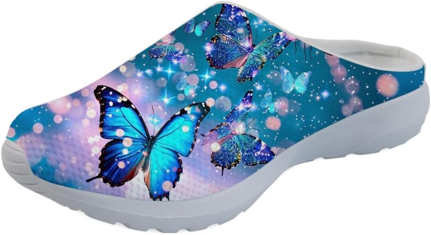 

Женские мюли Forchrinse South Indian Aztec с полоской, тапочки на плоской подошве с поддержкой свода стопы, для ходьбы, садовые сабо, легкие, Galaxy Butterfly Star