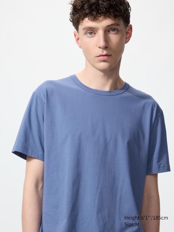 

Хлопковая футболка AIRism с круглым вырезом Uniqlo, 63 blue, Синий, Хлопковая футболка AIRism с круглым вырезом Uniqlo, 63 blue