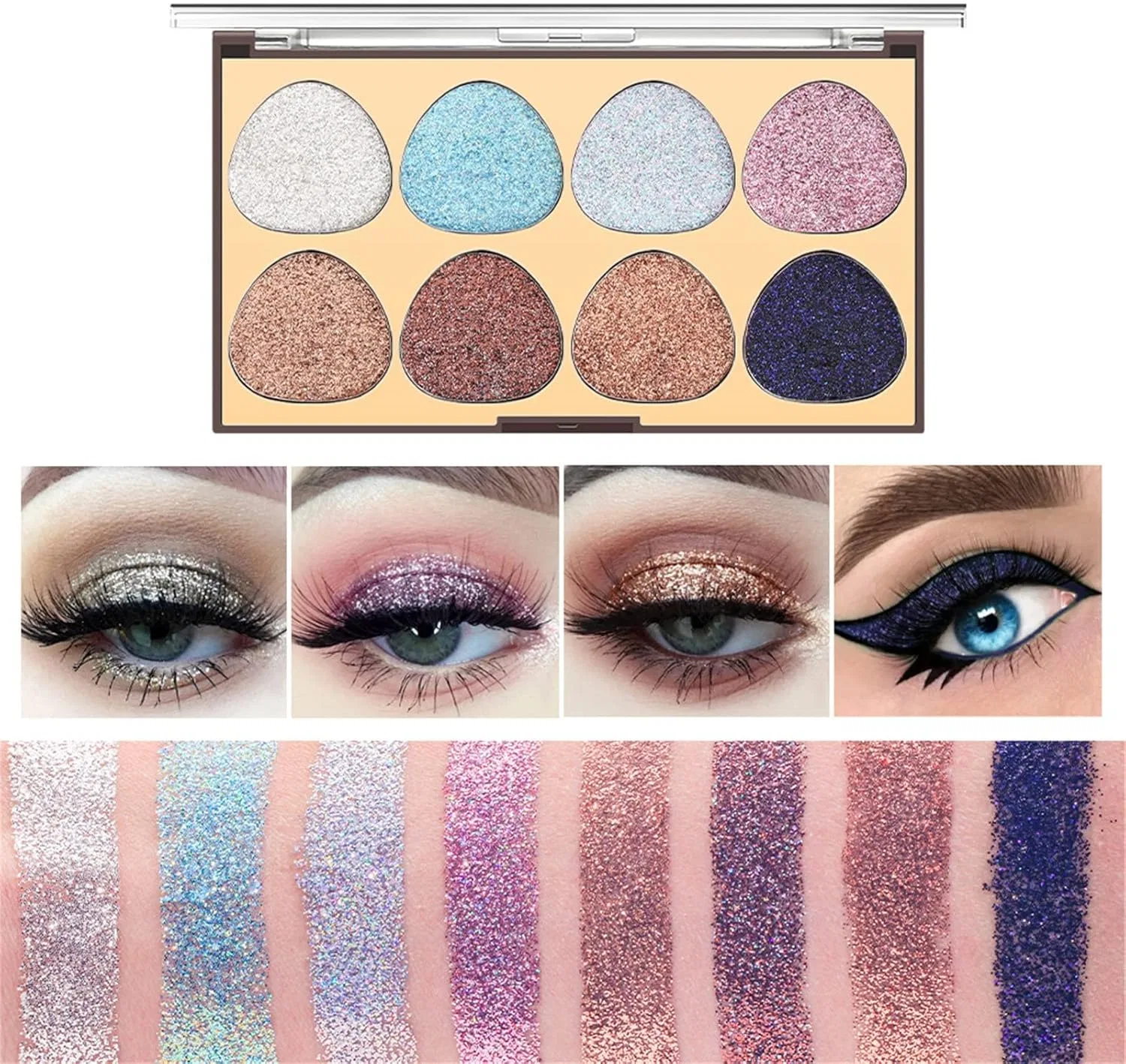 Палетка теней для век Glitter Shimmer 8 цветов Generic — фото 2