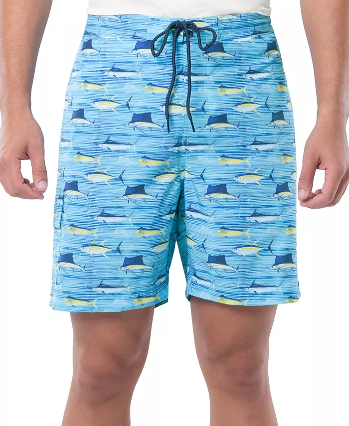 

Мужские шорты для серфинга Scribble Fish с завязками, 7" Guy Harvey, синий