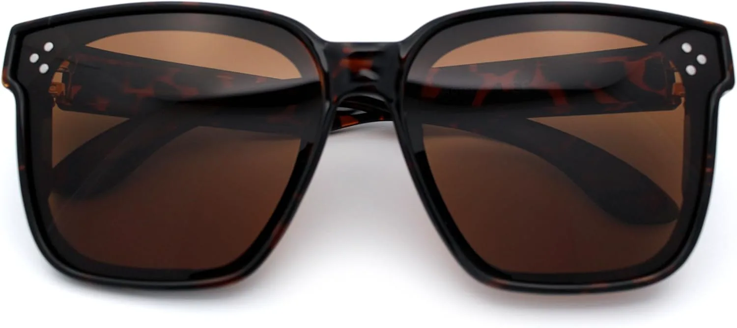 

Солнцезащитные очки SA106 с поляризованными линзами, надеваемые поверх ретро-оправы в форме рога с прямоугольными линзами, пластиковые линзы, Tortoise - Brown