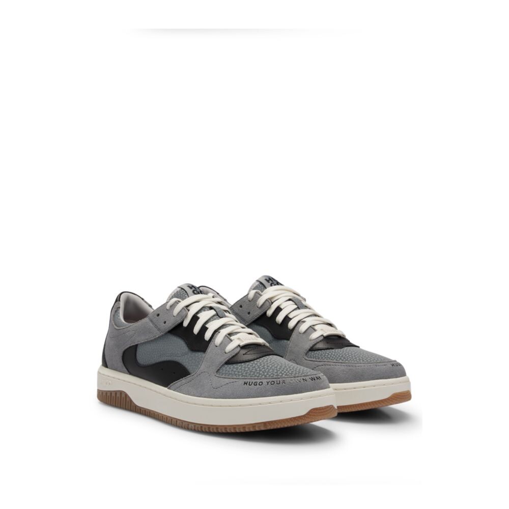 

Кроссовки на шнуровке из искусственной кожи и замши Hugo, цвет Light Grey