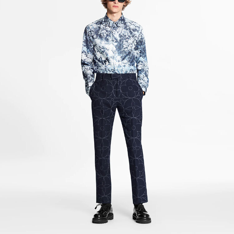 Новые квартальные продукты LV Shirt Men Blue Louis Vuitton, синий