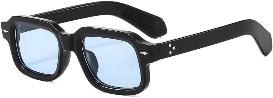 

Женские квадратные солнцезащитные очки, мужские прозрачные, для путешествий и отдыха, винтажные, ретро, ​​с защитой от УФ-излучения UV400 UATXTAU, Black Blue