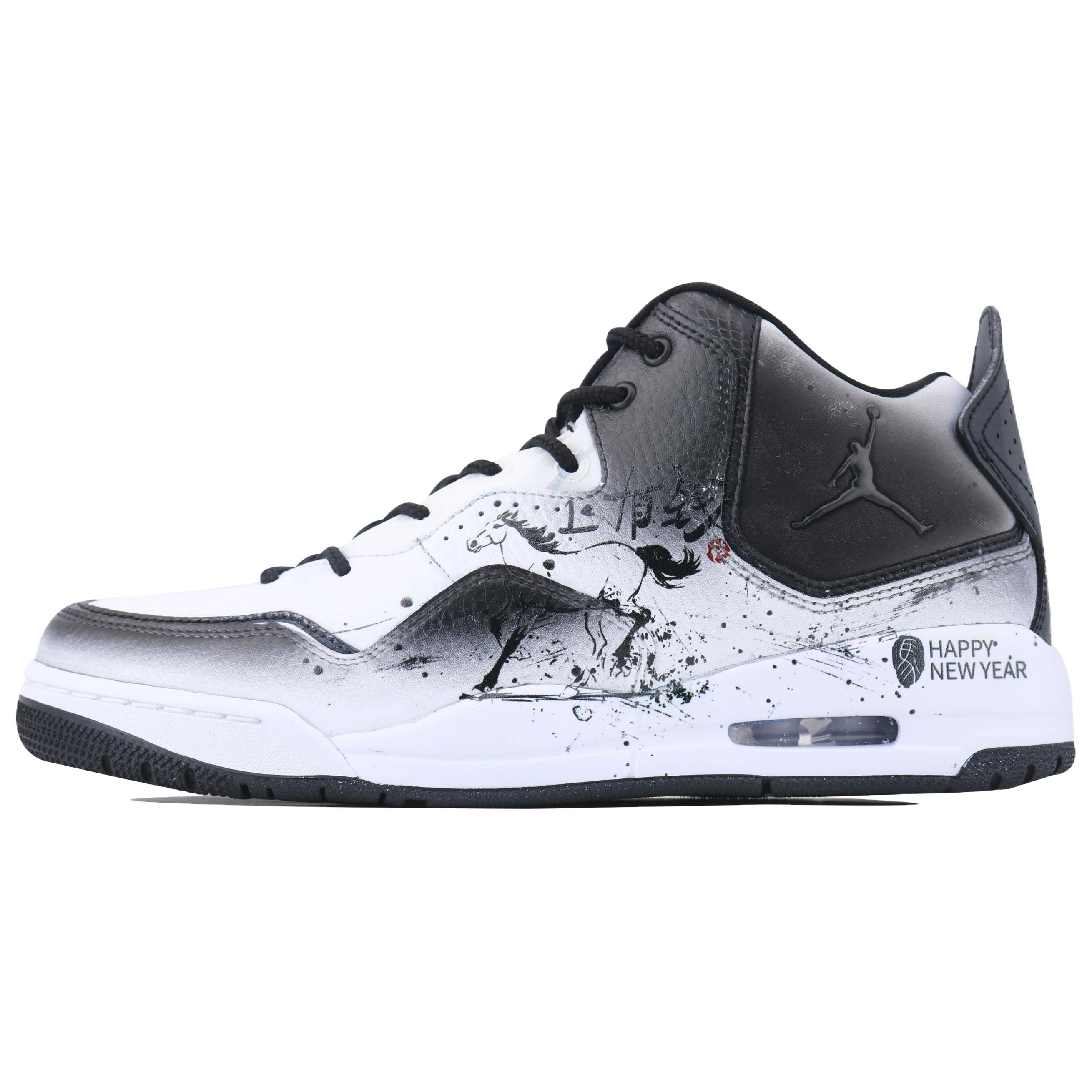 

Jordan Мужские винтажные баскетбольные кроссовки Courtside 23 Ink Wash Swift Shadow CNY, износостойкие, средней высоты, белый с черным