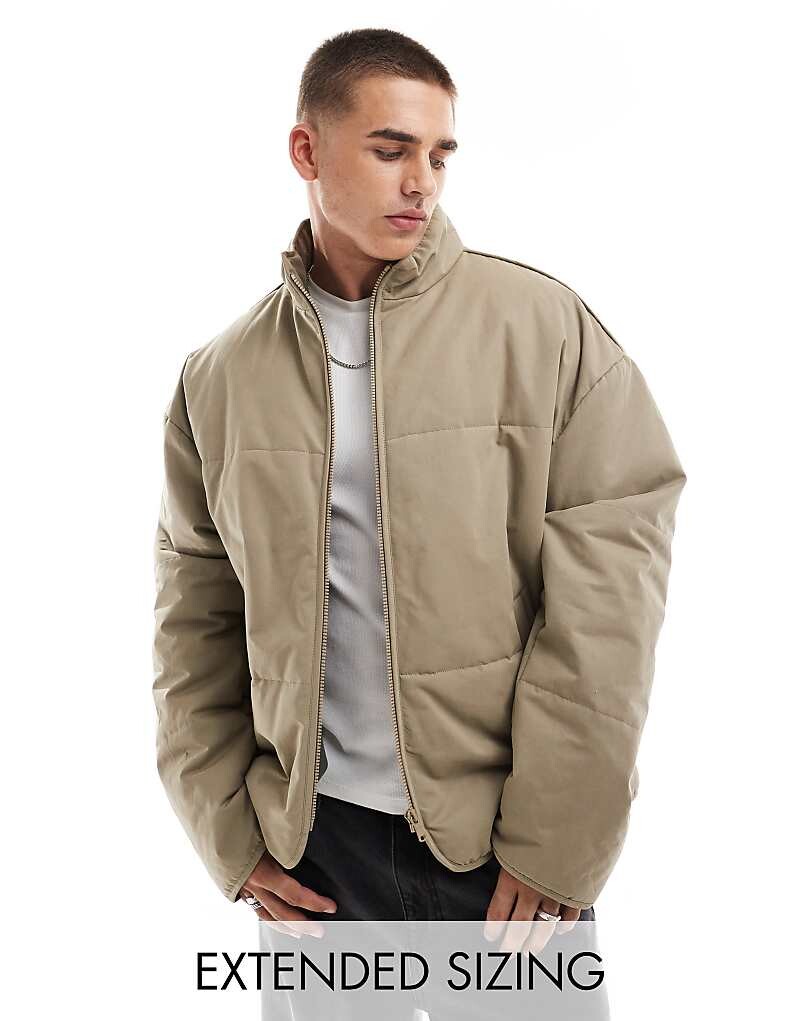 

ASOS DESIGN – утепленная куртка оверсайз серо-бежевого цвета