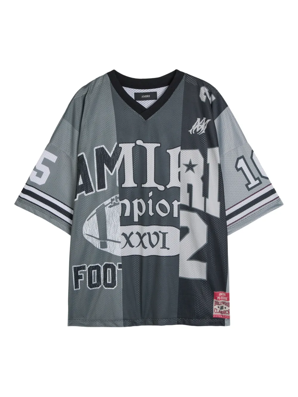 

Футболка с графическим принтом и V-образным вырезом Amiri, серый