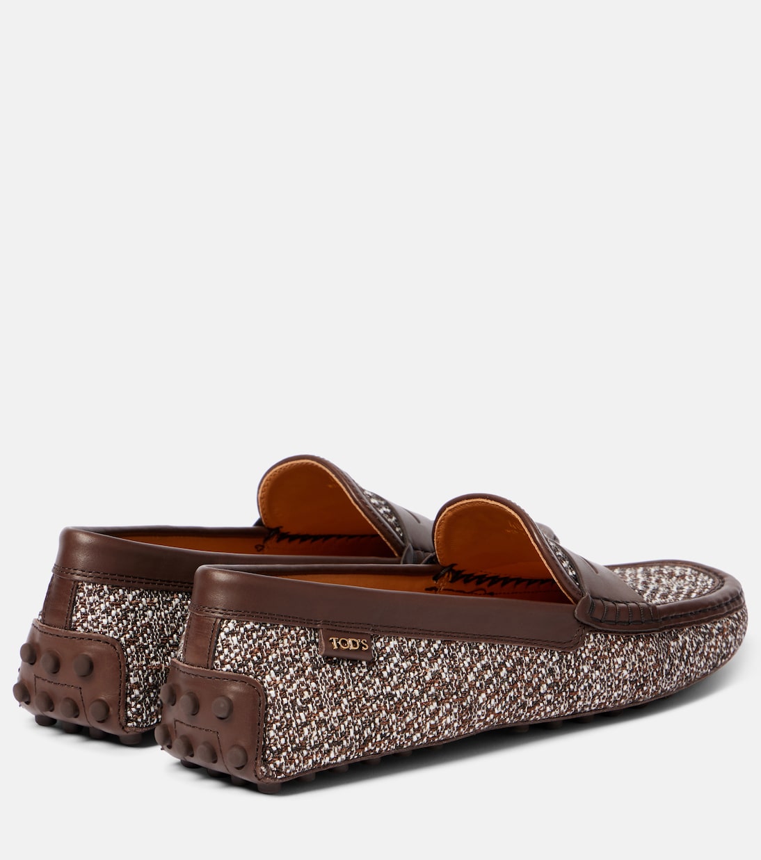 Водительские туфли из твида с отделкой из кожи Gommino Tod's, Palissandro+Marrone Africa — фото 2