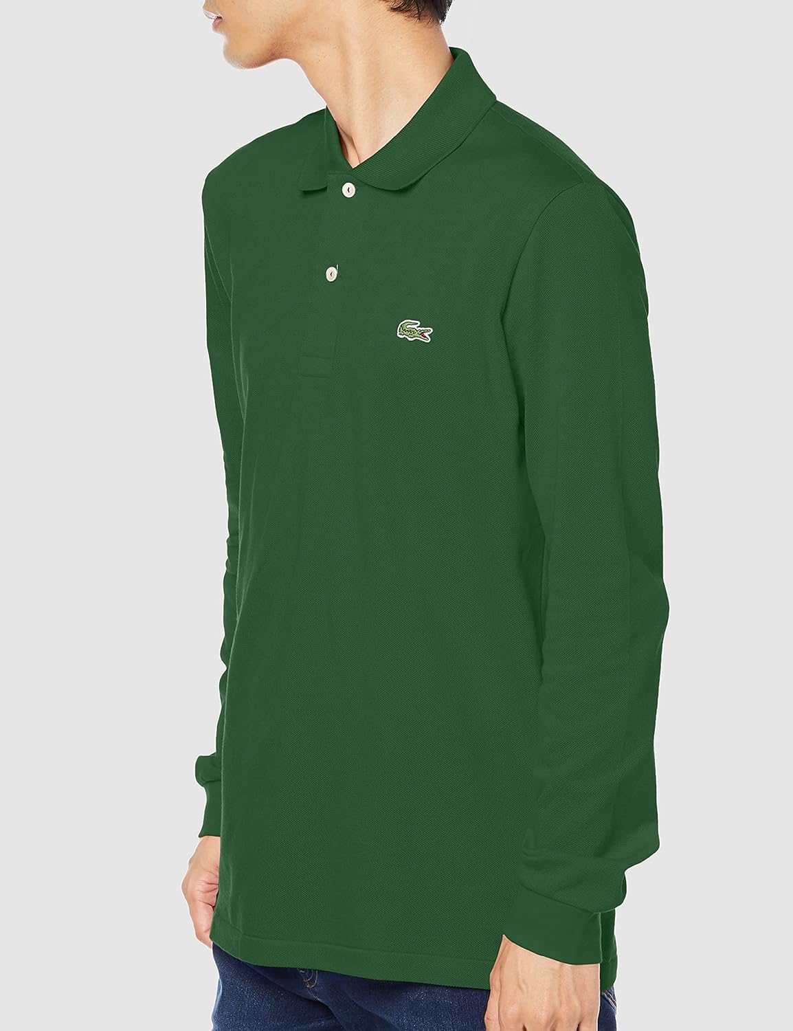 Мужская поло-рубашка с длинным рукавом Lacoste L1312DL оригинального кроя, зеленый — фото 4