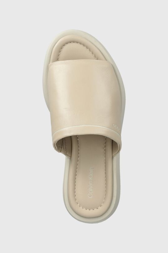 Кожаные шлепанцы Flatform Slide Lth Calvin Klein, бежевый — фото 4
