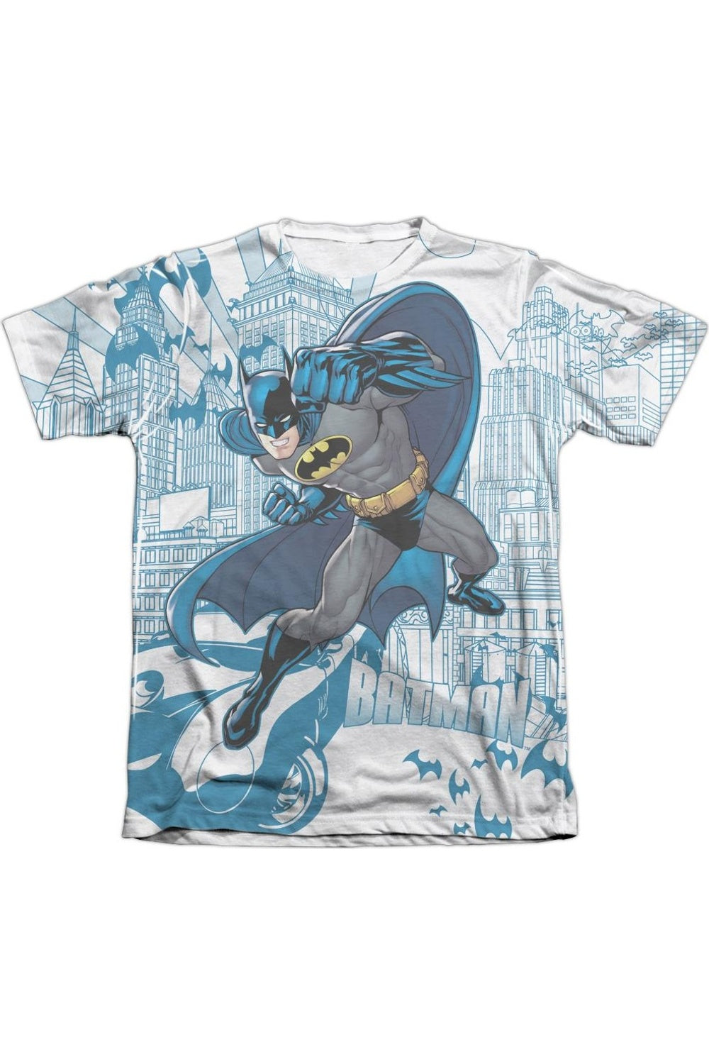 

Футболка Batman Skyline All Over Adult 65/35 Poly/Cotton с коротким рукавом / футболка Gildan, белый