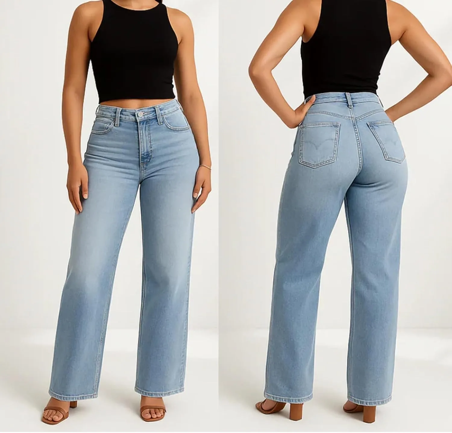 Джинсы женские Mid-Low Rise Stretch с эффектом подтяжки и прямым кроем — фото 2