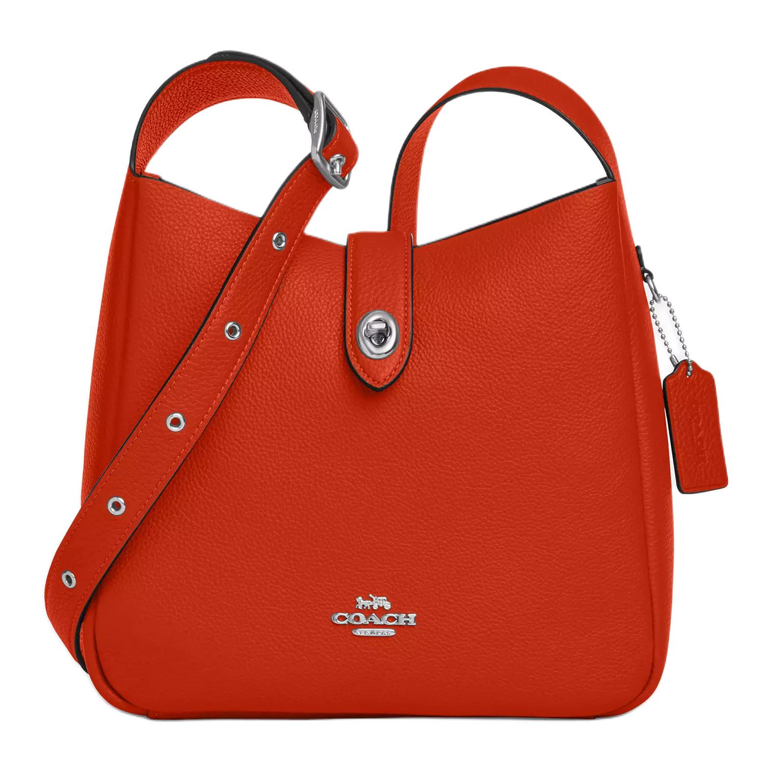 

COACH Кожаная сумка через плечо Хэдли среднего размера женская серебристая и тёмно-оранжевая