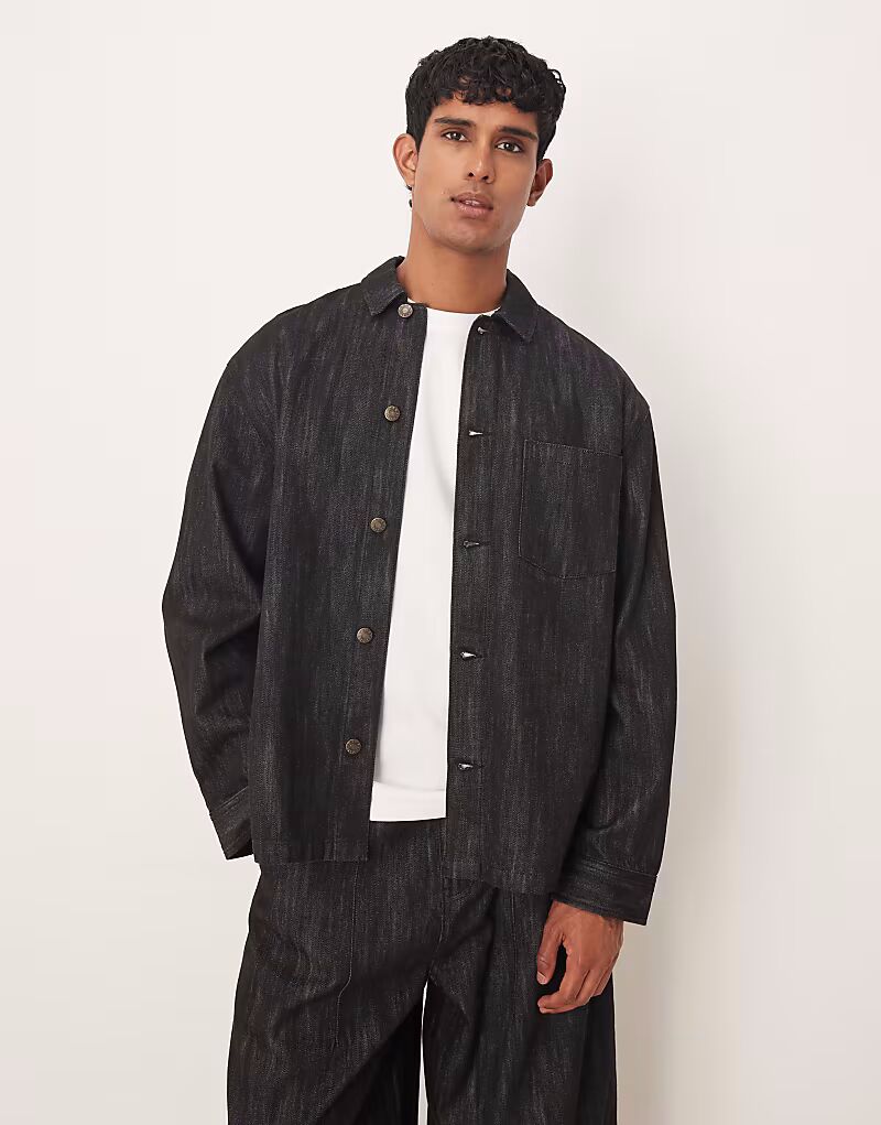 

Рубашка свободного кроя из денима, черный, с эффектом стирания Asos Design