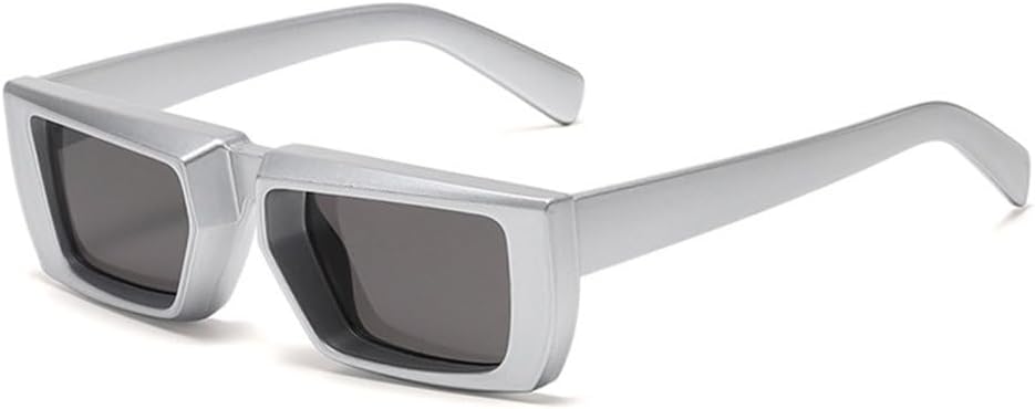 

Винтажные прямоугольные солнцезащитные очки для женщин в стиле панк, солнцезащитные очки в маленькой оправе для мужчин, модные очки UV400, стильные очки MTZJH, Silverwhite-black